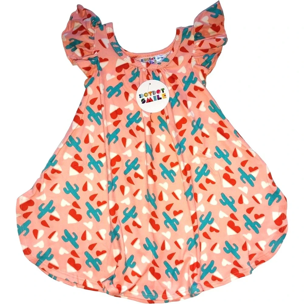Dot Smile Baby Girl 12 18 24 Mos Cactus Love Peach Orange Swing Dress Hearts NWT